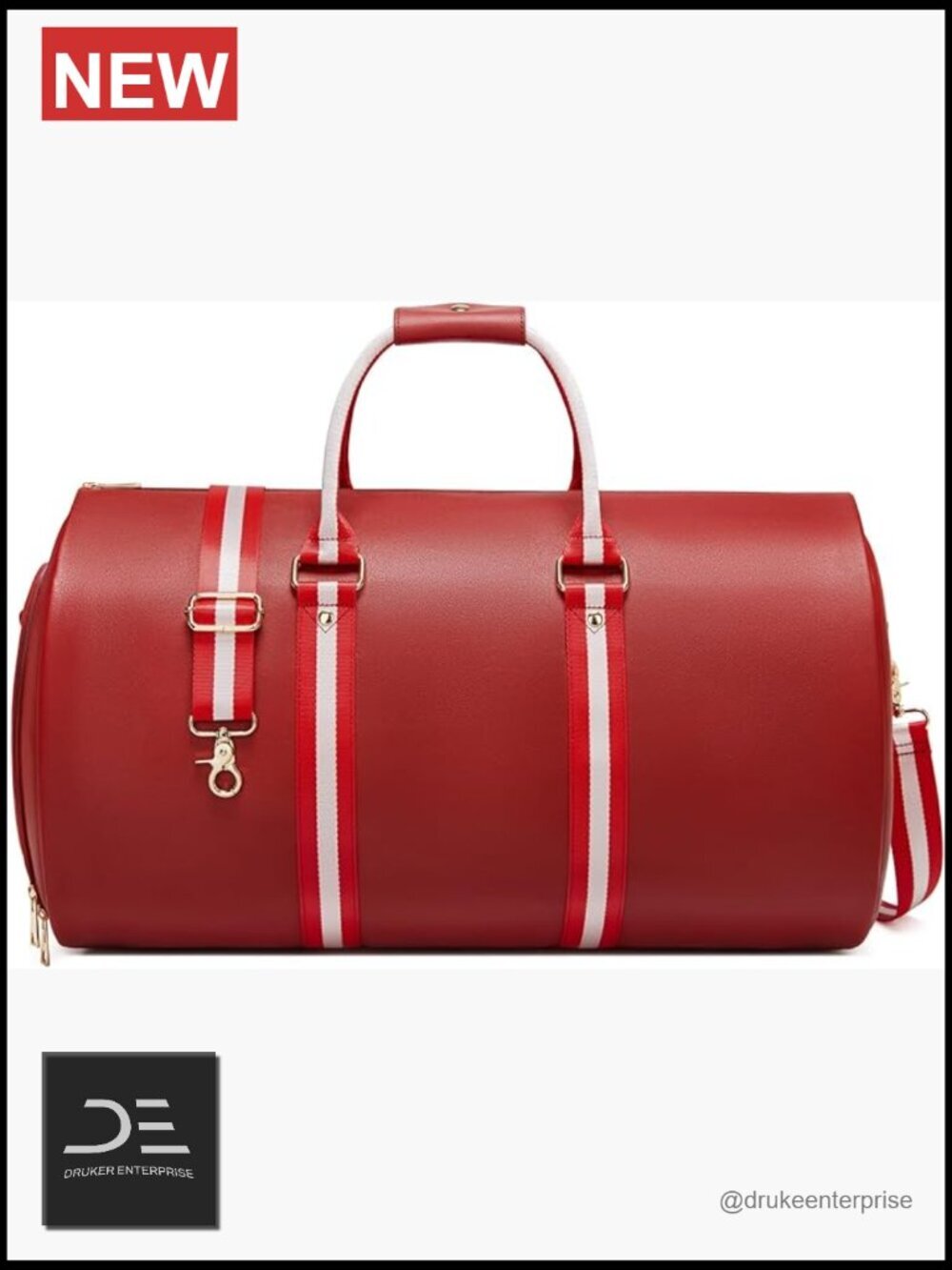 Convertible 2-in-1 Leather Garment Duffel Bag for Travel with Shoe Pouch